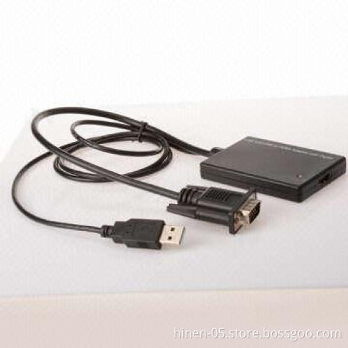 VGA and USB to HDMI adapter with pigtail, supports common VGA video resolutions